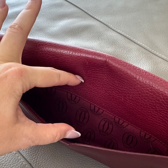 Elegant Burgundy Cartier Leather Clutch - Picture 3 of 6